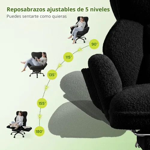 Vista 9 de DurayLoly Silla de oficina grande y alta con brazos y respaldo ajustables, silla de oficina ergonómica con reposapiés y tela cómoda para oficina