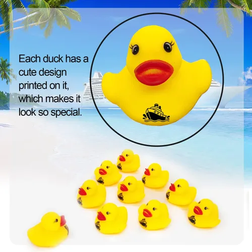 Vista 3 de Patos de goma de crucero para crucero, tarjeta de juegos de patitos, 20 patos de goma, 20 etiquetas de pato, 20 bandas de goma, 3 x 4.7 pulgadas