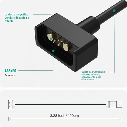 Vista 4 de TUSITA Cable de carga compatible con lentes inteligentes Ray-Ban Stories - 1M