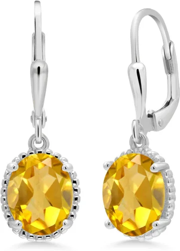 Vista 83 de Gem Stone King Aretes colgantes de gota para mujer, plata de ley 925, piedra natal ovalada de 0.354 x 0.276 in, joyería fina, regalos para ella
