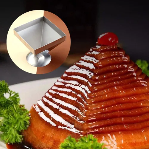 Vista 2 de DOITOOL Molde de pirámide de acero inoxidable, molde de carne, anillo para pastel, forma de triángulo, forma de relleno de alimentos, moldeador
