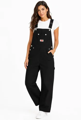 Vista 2 de Overoles holgados de sarga y mezclilla para mujer de talla grande negro (Canvas Black)