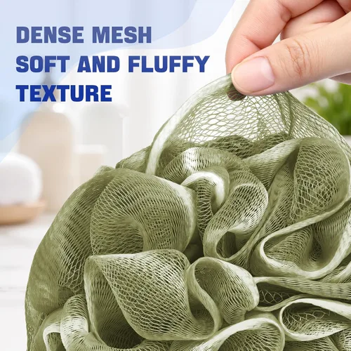 Vista 3 de AmazerBath Esponja de Lufa 60g/Pieza, Esponja Exfoliante de Baño Depuradora Corporal, Juego de Lufa de 4 - Blanco Gris-Rosa-Verde Militar-Verde