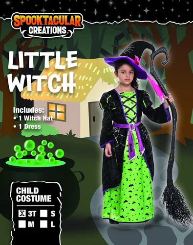 Vista 2 de Spooktacular Creations Disfraz de bruja para niña con sombrero para disfraz de Halloween