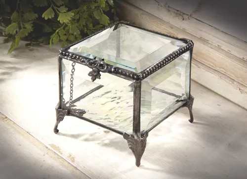 Vista 5 de J Devlin - Caja de cristal biselado transparente decorativa para joyas, caja 326