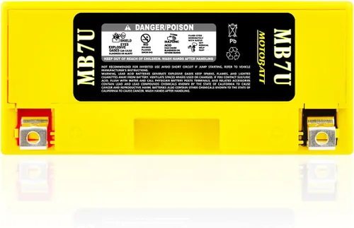 Vista 3 de MotoBatt Reemplazo de batería AGM sellada MB7U de 12 voltios y 6.7 Ah - YT7B-BS/YT7B-4