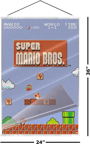 Vista 2 de Super Mario Bros. - Gaming Poster (Vintage Game Screen - World 1-1) (Size: 24" x 36") (Laminated Poster & Clear Hanger)