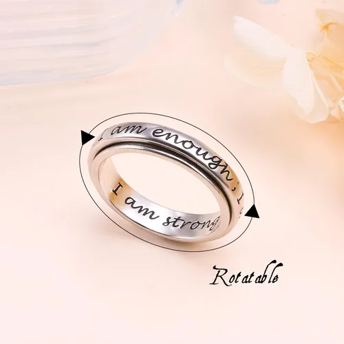 Vista 2 de JZMSJF S925 Sterling Silver Spinner Fidget Ring for Anxiety Stress Relief Boredom ADHD Autism Rings
