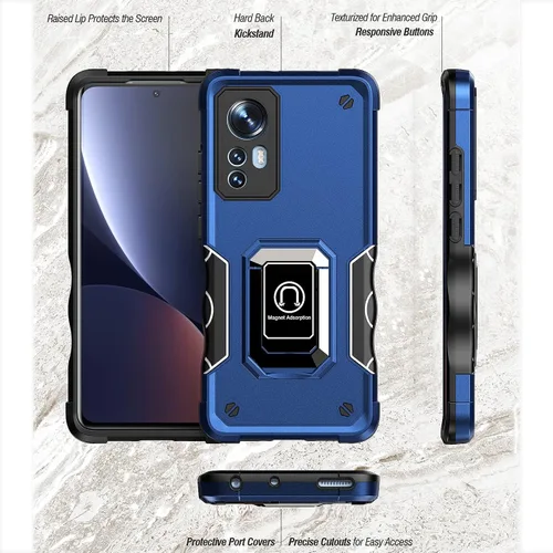 Vista 4 de Funda diseñada para Xiaomi 12 Pro, soporte giratorio, protección de lente de cámara a prueba de caídas, oro rosa