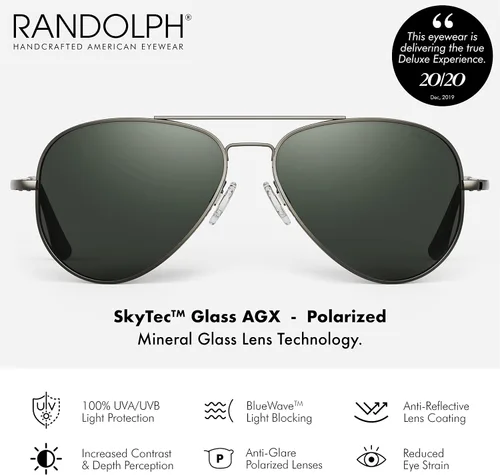 Vista 2 de Randolph USA Concorde Classic Aviator Gafas de sol para hombres o mujeres 100% UV