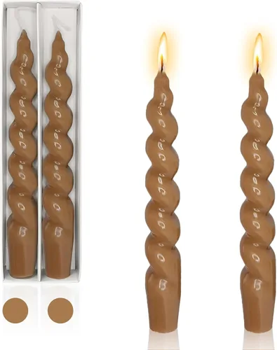 Vista 30 de Candelabros en espiral verde y velas cónicas verdes - Gedengni 7.5 pulgadas Velas cónicas cortas y encantadoras con diseño retorcido, velas sin