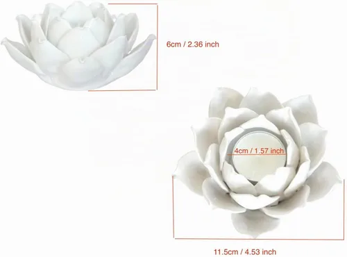 Vista 8 de Cerámica Lotus Petals Style Flower Candle Holder Tea Lights Holder Hogar & Decoración de mesa (blanco)