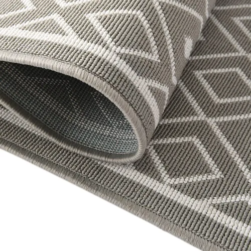 Vista 6 de Unique Loom Outdoor Trellis Collection - Alfombra de área Kafes (2 x 6 pies 1 pulgada, gris/marfil)