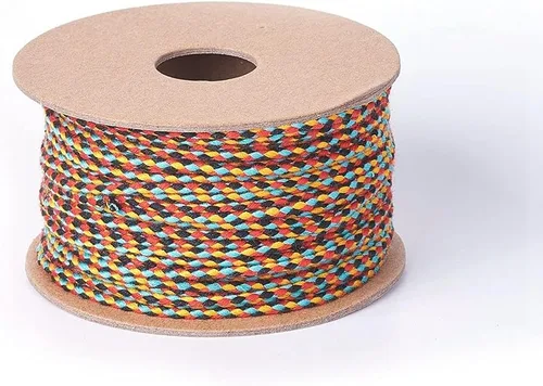 Vista 8 de Cordones de macramé de algodón natural azul de 0.079 in con ribete trenzado de hilo decorativo con carrete para hacer macramé de bricolaje