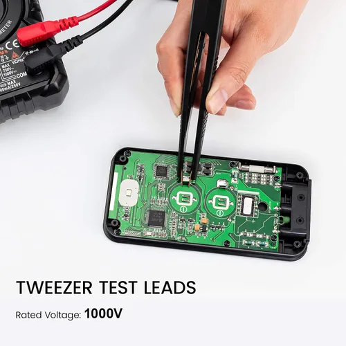 Vista 9 de KAIWEETS Multímetro digital TRMS 6000 cuentas ohmímetro y 23 piezas de cables de prueba de silicona suave kit para multímetro con pinzas