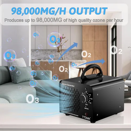Vista 2 de Generador de ozono 98,000 mg/h, eliminación de olores de máquina de ozono comercial, máquina de ozono de alta capacidad, generador de ozono