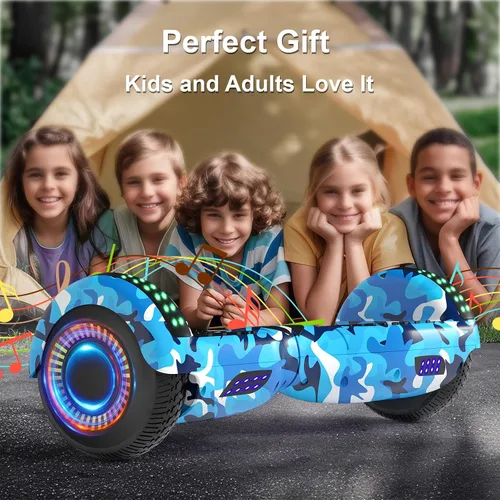 Vista 5 de Kids Scooter with Bluetooth Speaker & Corlorful LED Lights, Dual 250W Motor 7.5 Mph Speed, Gifts for All Ages Blanco