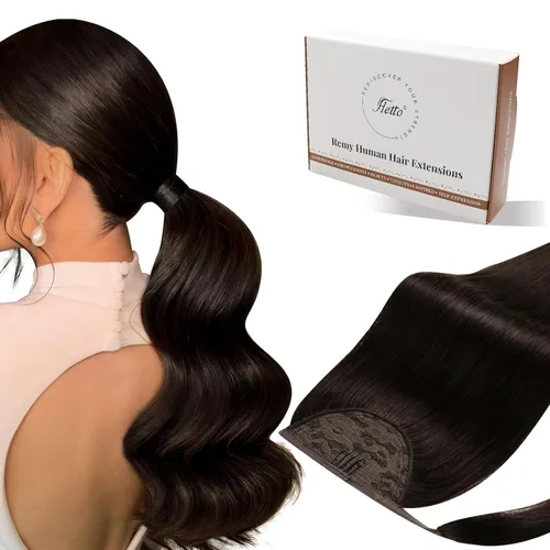 Vista 5 de Hetto Yaki - Extensiones de cabello humano real con clip, color negro azabache, extensiones de cabello rizado con clip, de 14 pulgadas, 5