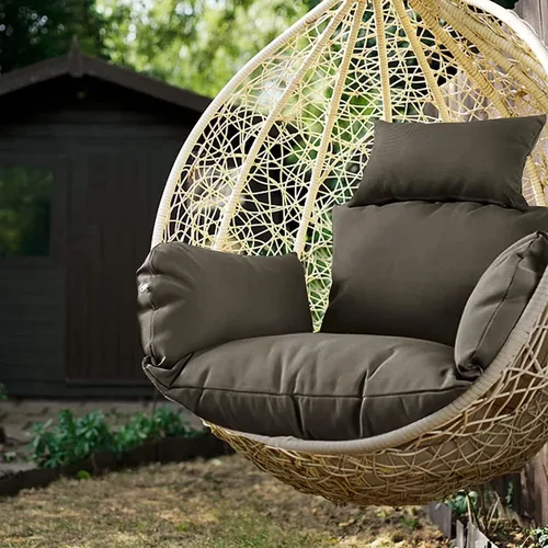 Vista 6 de Cojín para silla de huevo colgante para patio, cesta colgante, asiento lavable, color burdeos