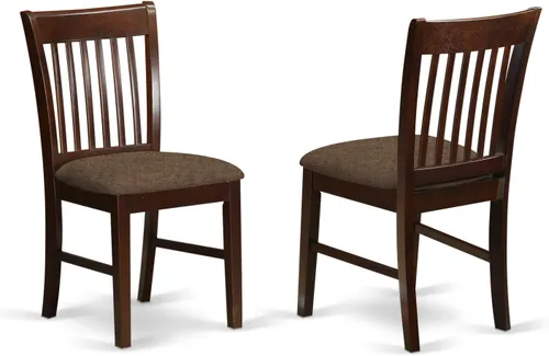 Vista 5 de East West Furniture ANNO3-MAH-C Juego de mesa y sillas de cocina de 3 piezas contiene una mesa de comedor redonda con pedestal y 2 sillas de comedor