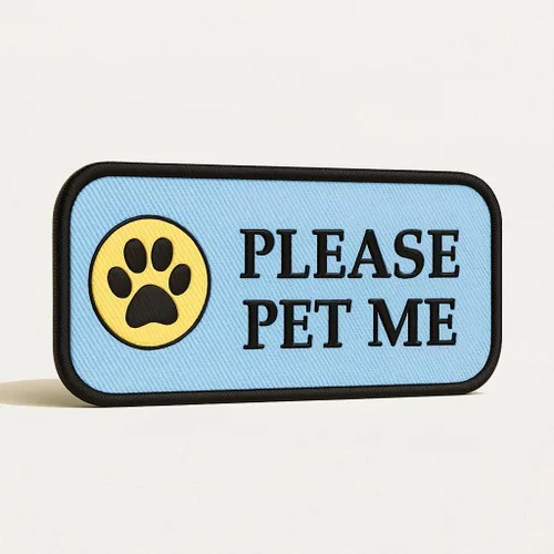 Vista 3 de Please PET ME - Parche cosido para perro de servicio o chaleco de terapia para perros – Parche de identificación bordado de alta visibilidad – 4 x 2