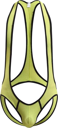 Vista 5 de Leotardo de malla para hombre MWrestling Singlet Body Negro