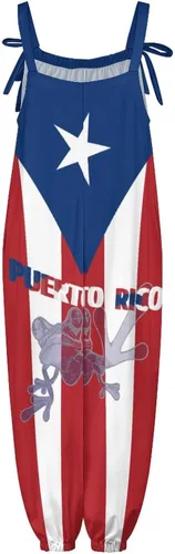 Vista 2 de Mono con tirantes y bandera de Puerto Rico para mujer, talla M