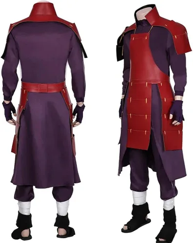 Vista 4 de XeUiao Uchiha Madara - Disfraz de kimono para cosplay, peluca y guantes para Halloween