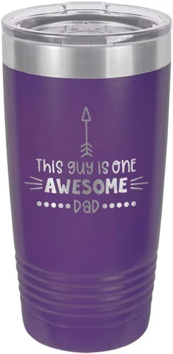 Vista 16 de This Guy Is One Awesome Dad Black Vaso de bebida de 20 oz con pajita Taza de viaje grabada con láser Comparar con Yeti Rambler Idea de regalo