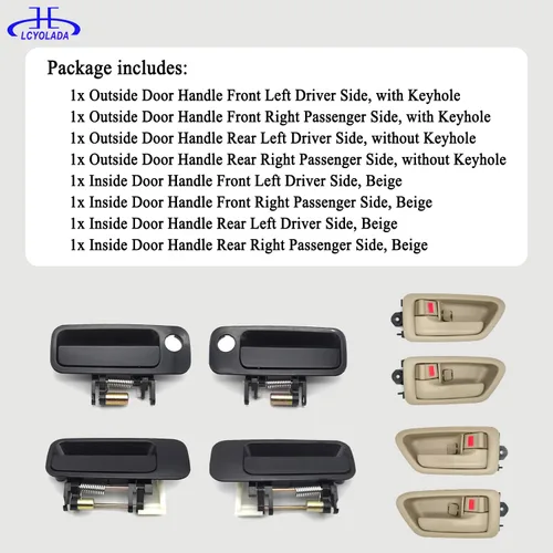 Vista 6 de 8 piezas manijas de puerta exterior e interior Toyota Camry 1997 1998 1999 2000 2001, reemplaza 6922033040, 6921033040, 6927733020, 6927833020, beige