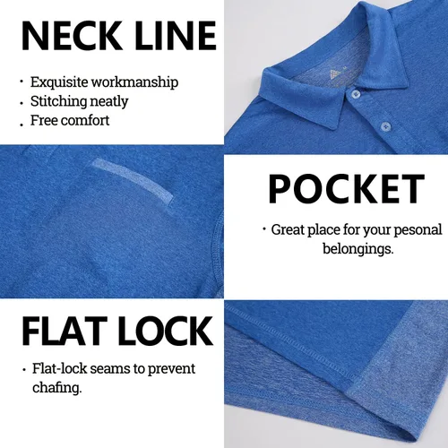 Vista 3 de V VALANCH Polo de golf de manga corta para hombre, estilo casual, con cuello que absorbe la humedad