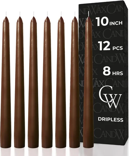 Vista 37 de CANDWAX Juego de 12 velas cónicas color naranja de 8 pulgadas, sin goteo, sin perfume, de larga duración, perfectas para fiesta de Halloween