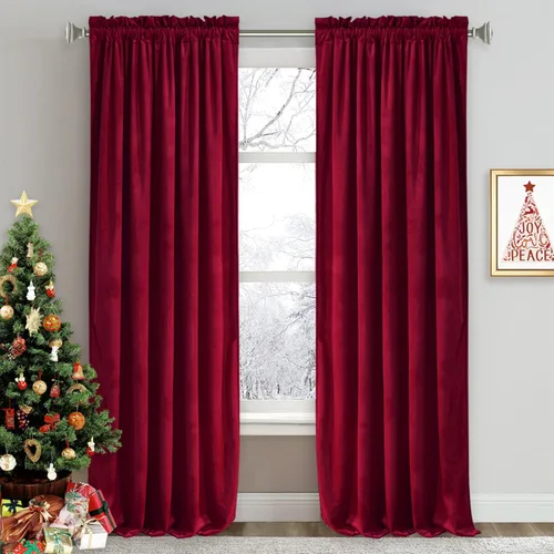 Vista 36 de RYB HOME Cortinas opacas de terciopelo para dormitorio, aislamiento térmico, privacidad, luz solar, bloqueo de calor, cortinas lujosas con bolsillo