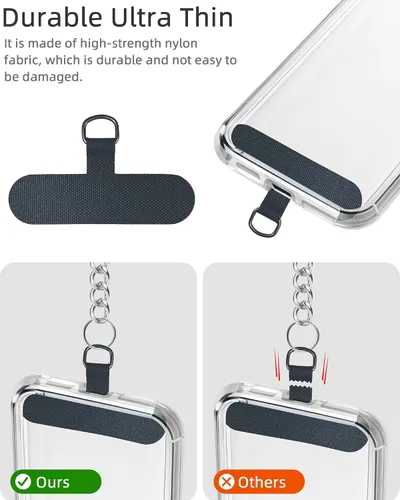 Vista 7 de Correa de muñeca para teléfono con cuentas de perlas, pulsera de teléfono desmontable con lengüeta de sujeción, pulsera universal con cuentas