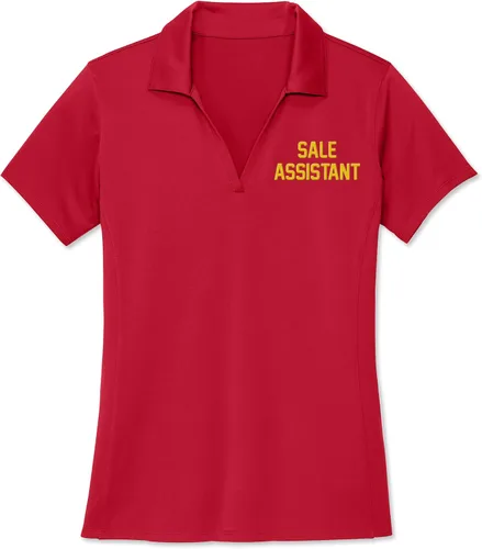 Vista 4 de Polo bordado personalizado para mujer con logotipo y logotipo de seda para mujer