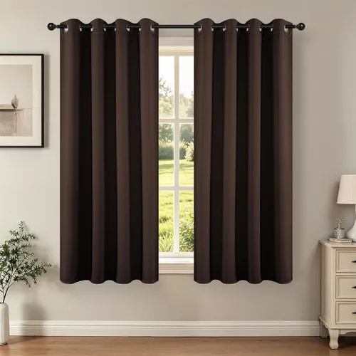 Vista 26 de Joydeco - Juego de 2 paneles de cortinas opacas de 63 pulgadas, 2 cortinas largas con aislamiento térmico burg, cortinas de oscurecimiento