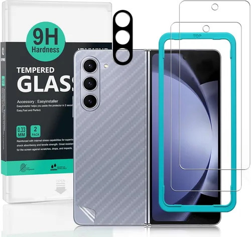Vista 9 de Ibywind Protector de pantalla para Samsung Galaxy Z Fold4 5G (6.2 pulgadas), paquete de 2 + 1 protector de lente de cámara + 1 película trasera