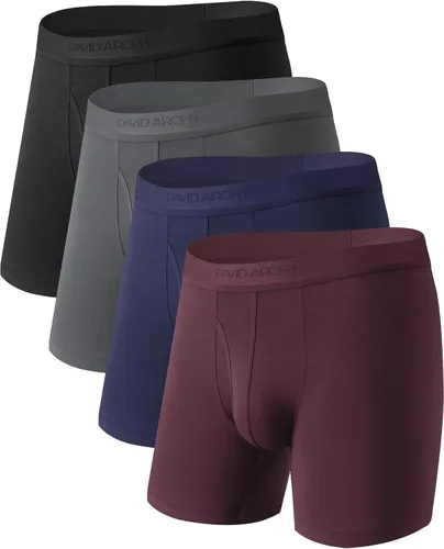Vista 19 de DAVID ARCHY - Calzoncillos tipo bóxer para hombre (ultra suaves, con soporte, bolsillo, transpirables) en paquete múltiple Negro-a- 6.5