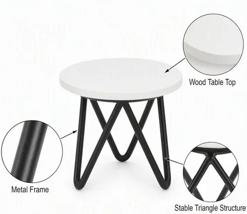 Vista 3 de 1 6 Escala Muebles para Muñecas Mesa auxiliar Dollhbouse Mesa Redonda Negro