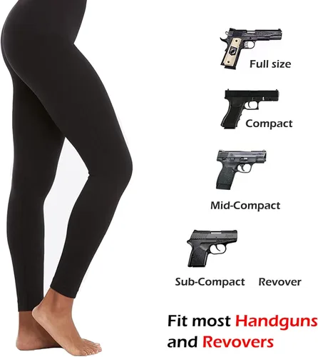Vista 2 de Lilcreek Leggings para mujer con funda oculta para pistola y bolsillos laterales, pantalones de yoga universales de ocultación y compresión