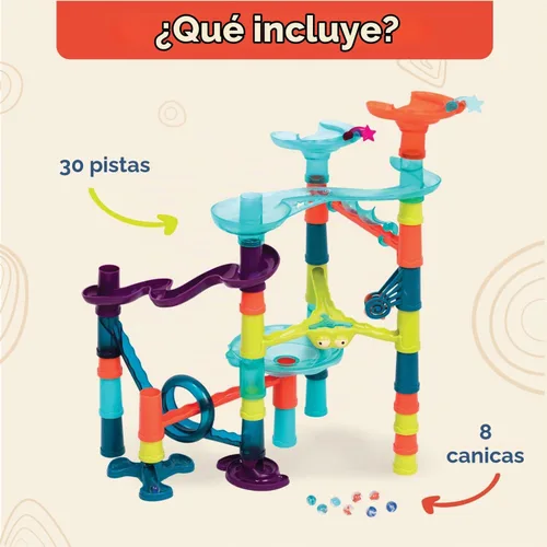 Vista 6 de B. toys Marble-Palooza Marble Run, juego grande de 38 piezas STEM Tracks