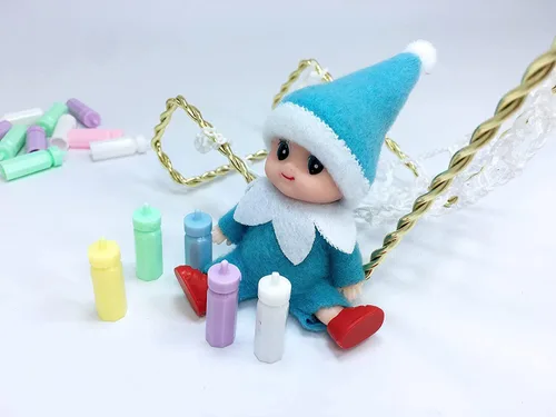 Vista 5 de Muñeca de elfo bebé de Navidad en mono azul