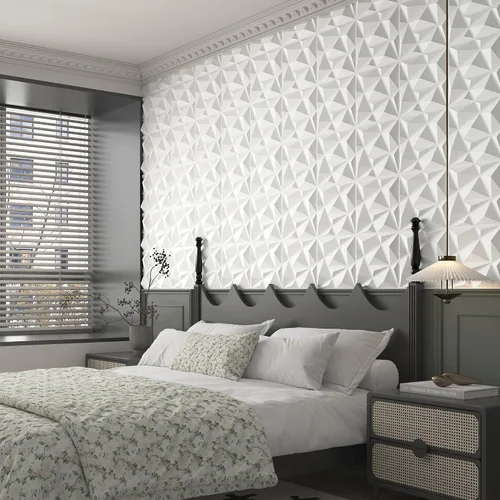 Vista 8 de MIX3D Paquete de 33 paneles de pared 3D, diseño moderno con textura de diamante para decoración de pared interior en sala de estar, dormitorio, sala