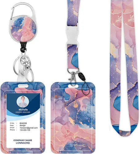 Vista 9 de Cordón con soporte para insignia, carrete retráctil con correa de cuello desmontable y soporte vertical para tarjetas de identificación