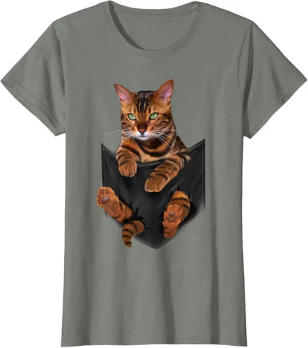 Vista 13 de Camiseta de bolsillo con estampado de tigre y gato Negro