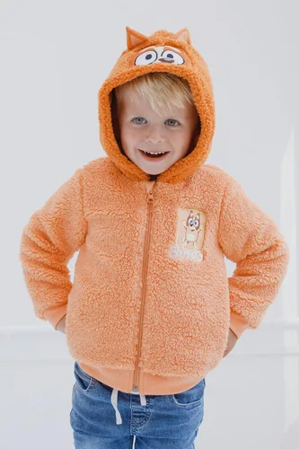 Vista 2 de Bluey Bingo Cozy Sherpa - Sudadera con capucha para cosplay con cremallera para niños pequeños