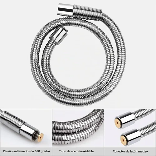 Vista 4 de COOLWEST Manguera flexible de acero inoxidable de 44 pulgadas con mango negro resistente al calor para reemplazo de rociador de platos de grifo