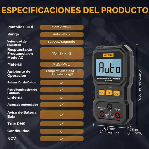 Vista 9 de AUTOOL Multímetro digital, Multi Meter True RMS Auto-Ranging NCV