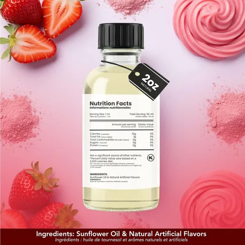 Vista 2 de Dolce Flav Extracto de fresa – 2 onzas soluble en aceite, Kosher, sin azúcar, sabor concentrado de bayas para dulces, chocolates y postres, incluye