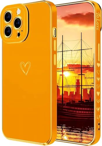 Vista 11 de Funda compatible con iPhone 13 Pro con forma de corazón para mujeres y niñas, diseño estético, delgado, delgado, a prueba de golpes, funda